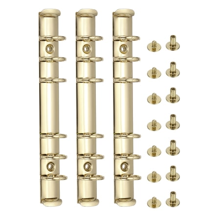6 Holes Ring Binder, A6 Notebook 20mm Binder Mechanisms, Gold, 3 Set