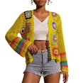 thumbnail image 1 of Cárdigans florales de ganchillo for mujer, cárdigan bohemio con abertura frontal, suéter, Tops de manga larga, moda Primavera Verano, 1 of 5