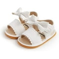 thumbnail image 3 of Infant Baby Girls Sandals Summer Crib PU Leather Bowknot Soft Anti-Slip Rubber Sole Toddler First Walkers Shoes, 3 of 6