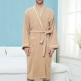thumbnail image 6 of IYTR Mens Bathrobe Solid Color Shawl Collar Robe With Belt Pocket Knee Length Long Robe Coffee L, 6 of 6