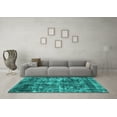 thumbnail image 3 of Ahgly Company Machine Washable Indoor Rectangle Oriental Turquoise Blue Industrial Area Rugs, 7' x 9', 3 of 4