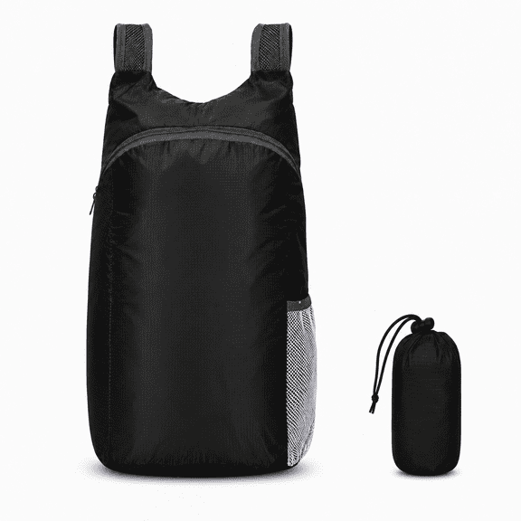 Daypack - Ultralight 16L Foldable Travel & Hiking Backpack, Reusable, Packable, Collapsible Bag for Men & Women Black