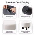 thumbnail image 4 of Round Linen Ottoman Foot Stool – Padded Footrest with Non-Skid Pine Legs, Soft Step Stool for Couch, Desk, Dorm, Office, Hallway Beige, 4 of 6