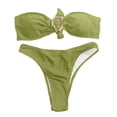 thumbnail image 3 of DHFJKG Two Piece Bikini Swimsuit For Women Strapless High Waist Bathing Suit With Thong Bottom Solid Color Vacation Beachwear, 3 of 3