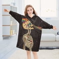 thumbnail image 5 of FORMRS Wearable Blanket Hoodie with Sleeves for Kids Cozy Flannel Sweatshirt, Skeleton Stripes, 5 of 7