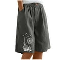 thumbnail image 3 of Sentmoon Womens Summer Shorts with Pockets with Print Womens Athletic Shorts High Waist Relaxed Fit Straight Leg Oversized Linen Shorts for Women Hawaii for Casual Wear and Everyday, 3 of 8