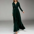 thumbnail image 2 of SRZYMJ Women Long V-Neck Velvet Stretchy Formal Evening Maxi Dresses, 2 of 5