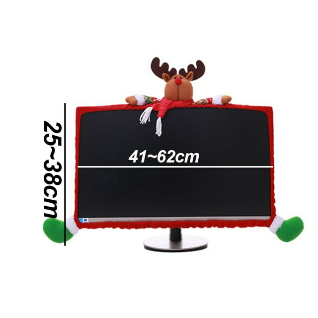 Christmas Computer Monitor Border Cover TV Monitor Cover Elastic Laptop Computer Cover for Xmas Home Office Computer Decoration-Santa Claus