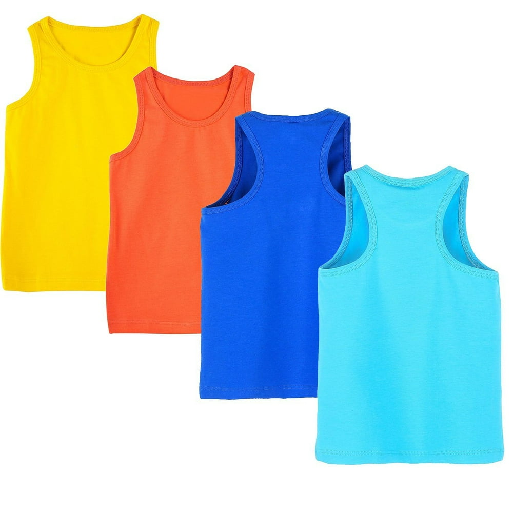 Fomann Kids Cotton Tank Top 4 Pk Boys Girls Solid Color Tank Top
