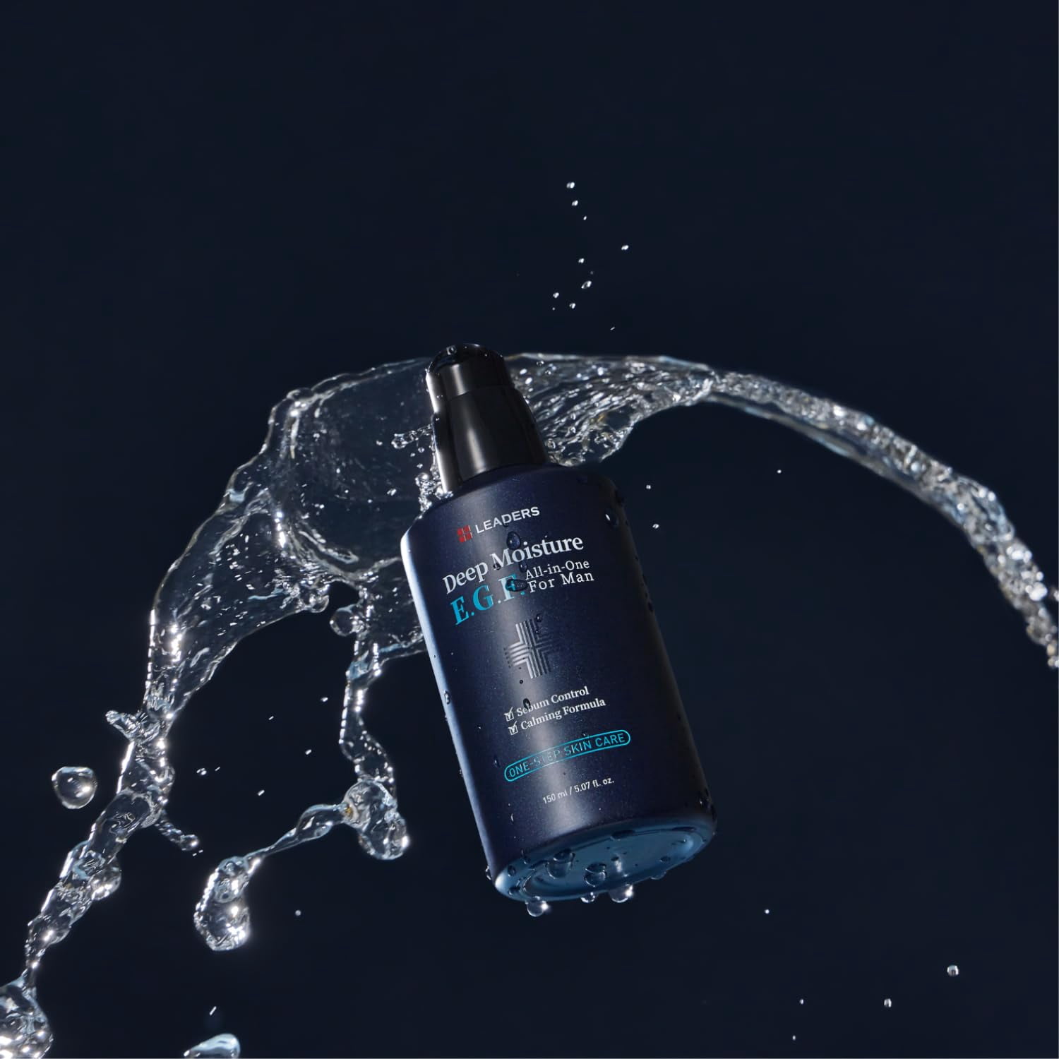 LEADERS Deep Moisture EGF All-in-One Essence for Men, One-Step Facial Skincare, Deep Hydration, Smooth & Anti-Wrinkle Care, Calming Formula with Sebum Control & Skin Barrier Strengthening, 150 ml