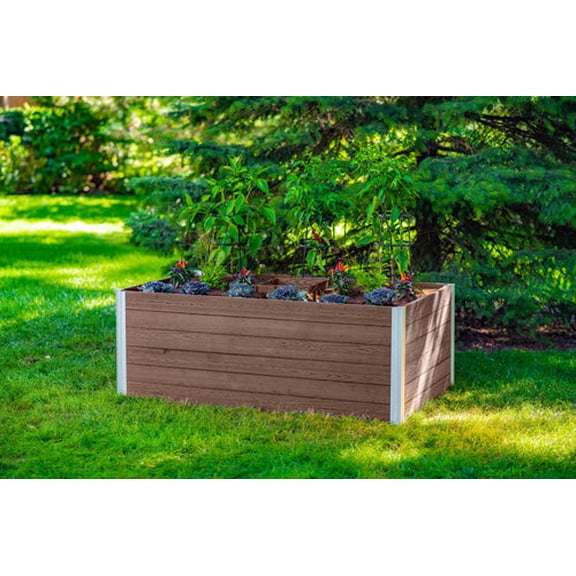 Vita Urbana 3'L x 5'W x 22"H Vinyl Keyhole Composting Garden,Espresso Brown, VT17502