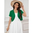 thumbnail image 4 of DEMOTIME Women's Cardigan Open Front V-Neck Lightweight Short Sleeve Bolero Shrugs Green L, 4 of 6