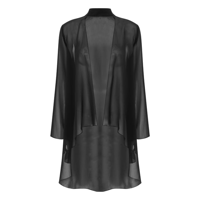 Alvivi Kimono Cardigans pour Femmes en Chiffon Transparent Décontracté Ouvert Boléro Extérieur Noir TG