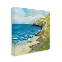 Stupell Industries Beach Cove and Cliff Abstract Waves Blue Green Painting Canvas Wall Art Design by Jeanette Vertentes, 24" x 24"