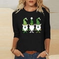 thumbnail image 1 of TaTaai Women St. Patrick's Print Loose Black Crew Neck 3/4 Sleeve Top Fashion Casual T-Shirt Ladies Spring Holiday Wear Lightweight Breathable Non-See-Through No Fading Stylish Top Gift, 1 of 7