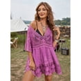 thumbnail image 2 of JYLFC Womens Lace Bathing Suit Cover Up V-Neck Swimsuit Coverups Loose Swimwear Beach Dress Beachwear,Purple, 2 of 7