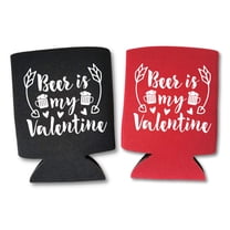 Valentine's Beer Can Coolers, Beer Is My Valentine, Funny Valentine's Coolies, Drink Accessory, Beer Coolies, Gag Gift and Party Favors (2 Pack (1 Red & 1 Black))