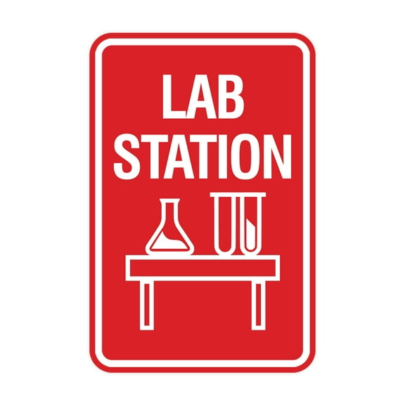 Signs ByLITA Portrait Round Lab Station Sign (Red) - Large
