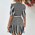 thumbnail image 7 of Wycnly Womens Dresses Fashion Button up Loose Flowy Swing A Line Mini Dresses with Belt Summer Striped Print Crewneck Elbow-Length Formal Short Dress Black m, 7 of 7
