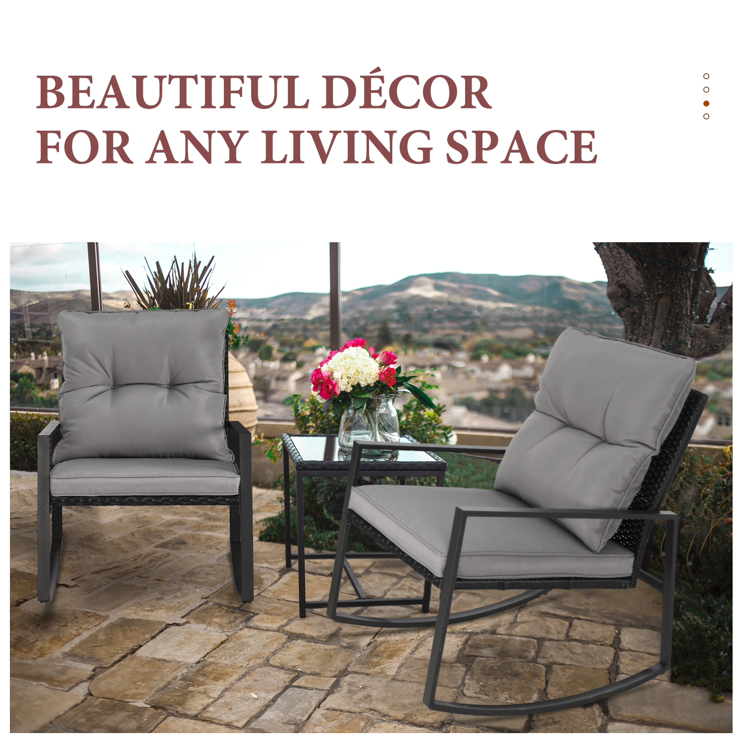 SUNCROWN Outdoor Patio 3-Piece Rocking Bistro Chair Set ...