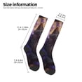 thumbnail image 2 of Honeii Purple Flower Lazy Cat Print Long Socks,Novelty Design Socks Gift for Men and Women,Crew Socks,Calf Socks, 2 of 6