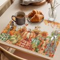 thumbnail image 3 of Orange Pumpkins Fall Thanksgiving Placemats Set of 4, Maple Leaf Rustic Washable Wipeable Table Mats for Dining Tables, Indoor Outdoor Kitchen Place Mats for Holiday Party Table Decor, 3 of 9
