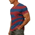thumbnail image 6 of WAYUTE T Shirts for Man V Neck Short Sleeve Patchwork Color Striped Printed Stretch Fit Tee Tops with Front Pocket Beach Casual Outdoor T-Shirts, 6 of 7