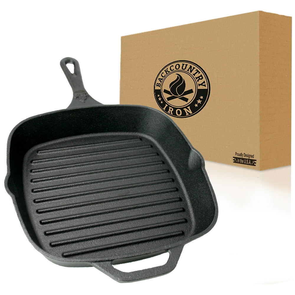 Backcountry Cast Iron 10" Medium Square Grill Pan (PreSeasoned for Non