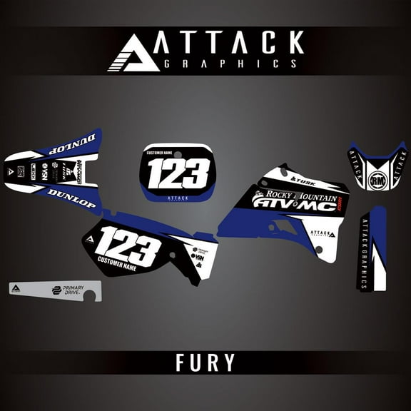 Attack Graphics Custom Fury Complete Bike Graphics Kit for Yamaha YZ125 1999