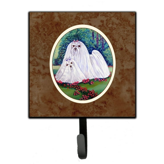 Carolines Treasures 7104SH4 Maltese Momma and Puppy Leash or Key Holder 7Hx4.25W multicolor