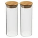 thumbnail image 1 of Uxcell tarro de vidrio de 17 oz con tapa de bambú hermética, recipiente de cocina de vidrio, tarro de almacenamiento de alimentos, 2 paquetes (19x6.5cm), 1 of 6