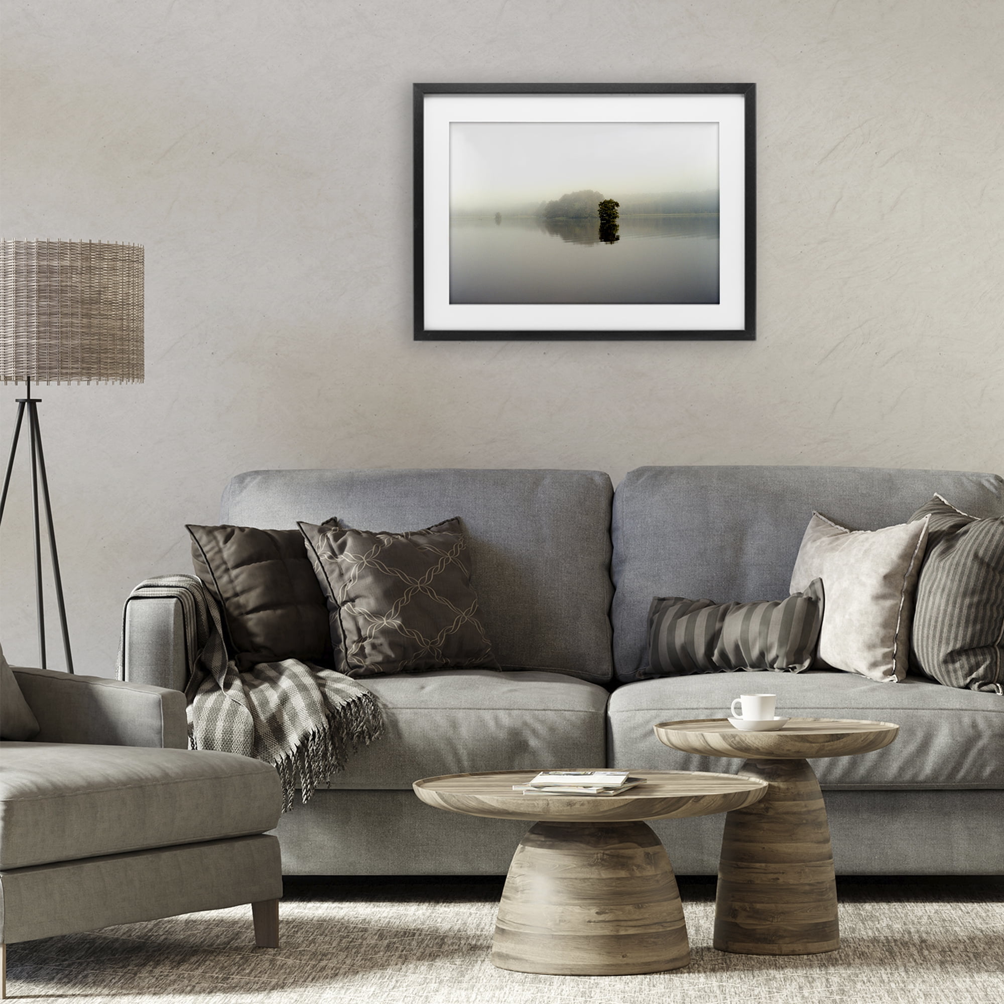 Stupell Industries Misty Lake Reflection Black Framed Print Under Glass, design by Gail Peck