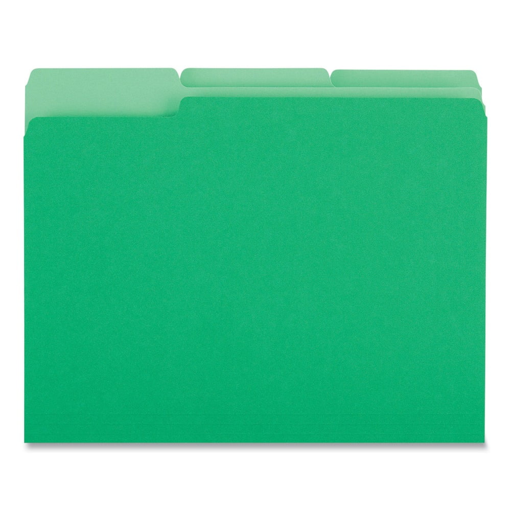 Universal UNV10502 1/3-Cut Tabs Deluxe Colored Top Tab File Folders - Letter Size, Green/Light Green (100/Box)
