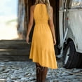 thumbnail image 5 of Noric Women's Halter Neck Dresses Lace Up Front Tiered Ruffle Asymmetrical Hem Summer Bohemian A Line Dresses, 5 of 9