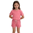 thumbnail image 4 of yillto Girls Summer Outfits 2 Piece Sets Short Sleeve Crewneck Shirts Tops and Shorts with Pockets, 4 of 6