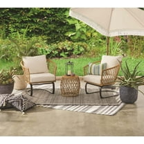 Better Homes & Gardens Ventura 3-Piece Outdoor Boho Wicker Chat Set, White