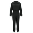 thumbnail image 4 of Women's Polar Fleece Sweatsuits Fall Winter Sports Casual Two Piece Outfits Quarter Zip Pullovers Joggers Pants Tracksuits (M, Black), 4 of 6