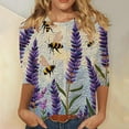 thumbnail image 2 of CYMMPU Loose Fit Crew Neck Blouses for Women Dressy Casual Bee Printed 3/4 Sleeve Tunic Tops Summer Fashion Shirts Spring Tops Lightweight Basic T-Shirts Multicolor XL, 2 of 5