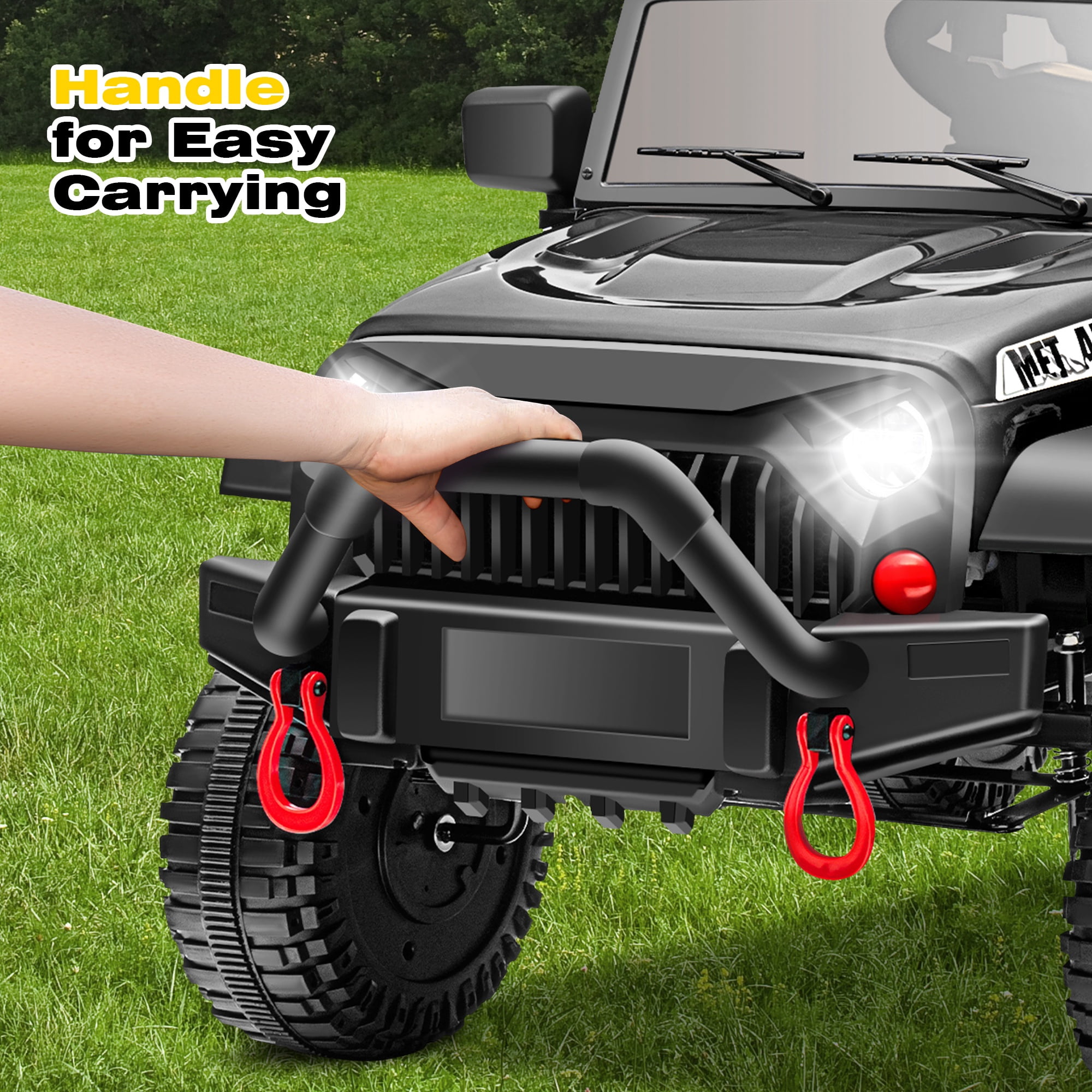 24V Kids Ride on Truck Car, Battery Powered Ride on Car with Remote Control, Electric Vehicle Car for Boys Girls Aged 3-6, Ride on Toy w/Bluetooth, Lights, 4 Wheelers, Gift for Kids Tollder, Black