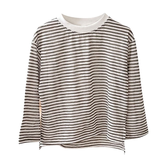 ShomPort T-Shirts Garçons Filles Manches Longues Col Rond Motif Rayé Coton Mignon Chandail Basique Léger Confortable