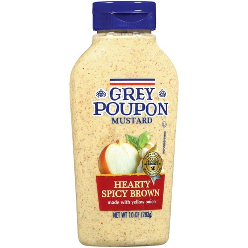 Grey Poupon Mustard Hearty Spicy Brown, 10 oz, Bottle