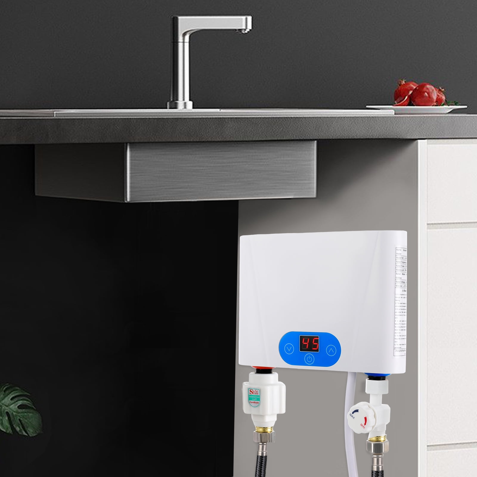 Electric Tankless Water Heater 5.5KW 220V Endless Hot Water Instant Mini Smart Under Sink Kitchen Household