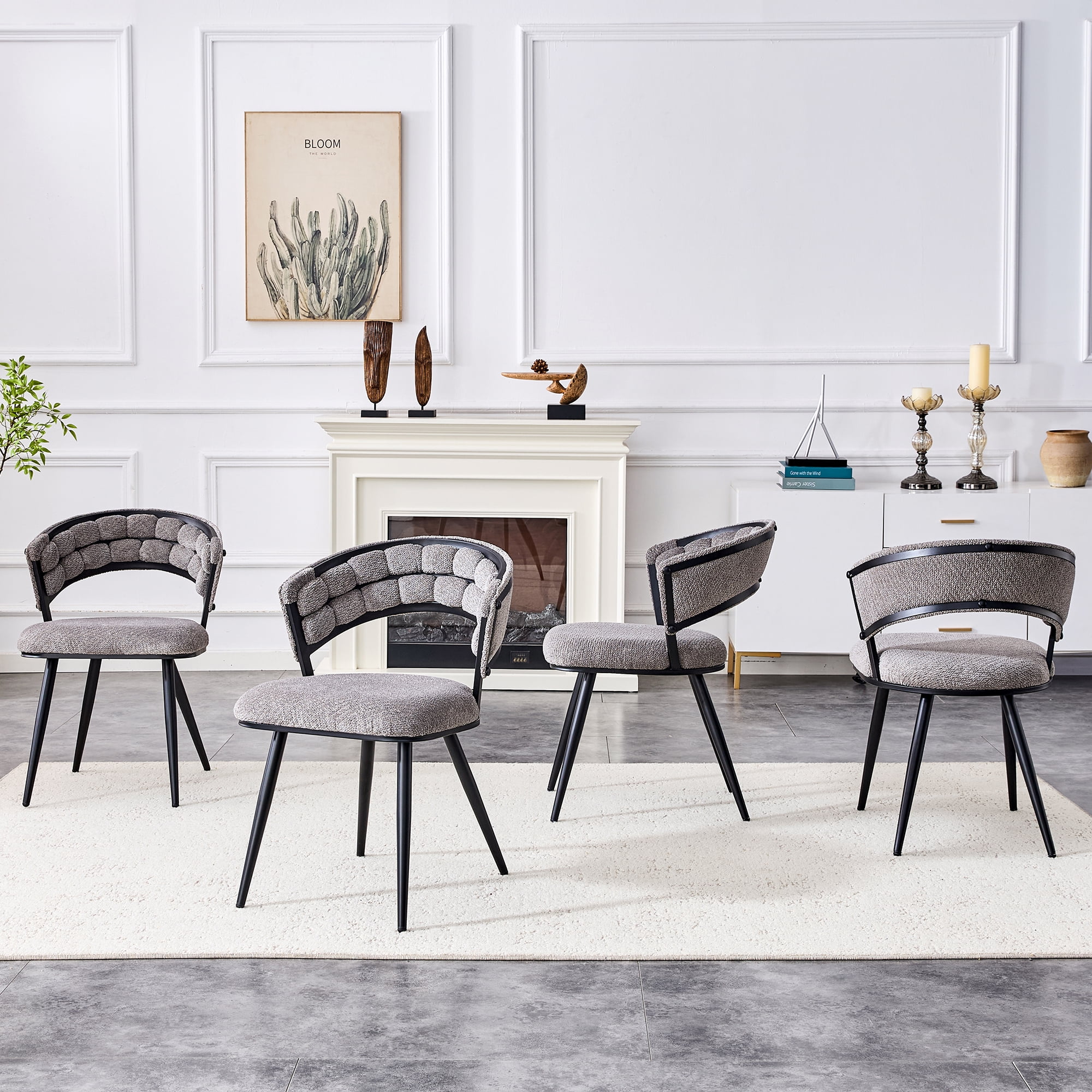 TesNus Gray Velvet Dining Chairs Set of 2, 30.5 Inch Tufted Upholstered Accent Chairs with Black Metal Legs for Dining Room Kitchen Living Room