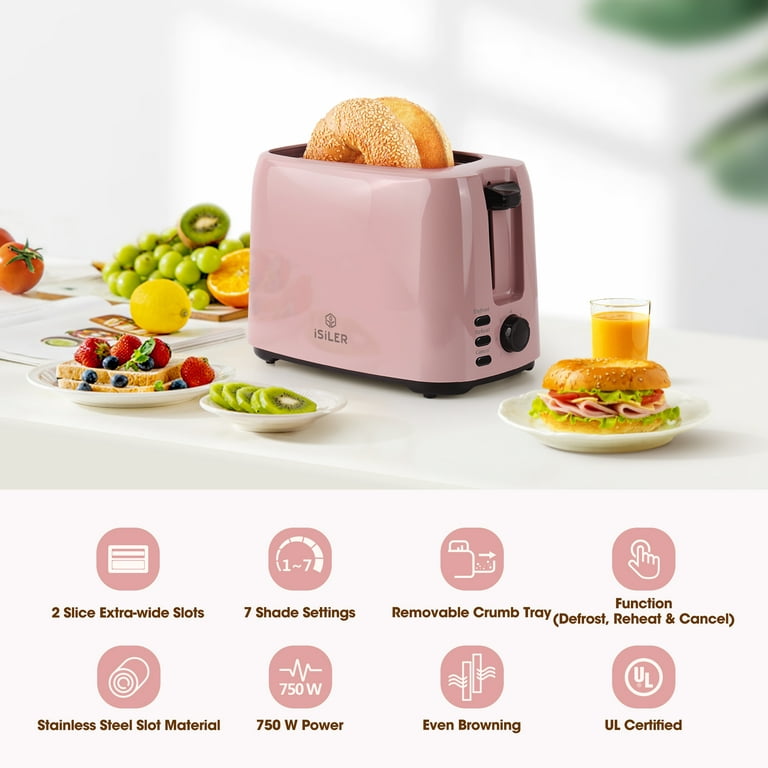 Long Slot Toaster with Cover, 2 Slice 1.65'' Extra Wide Slot Stainless  Steel Toasters with Reheat Defrost Cancel Functions,6 Shade Settings,  Single