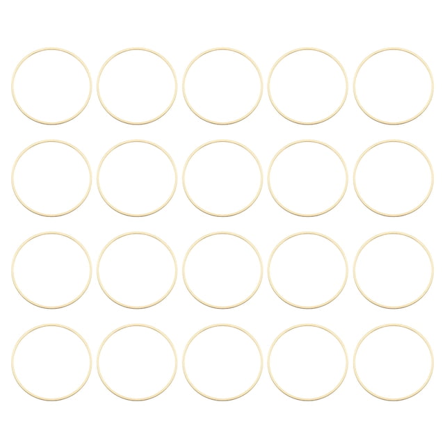 Unique Bargains 50 Pack 30mm Brass Hollow Circle Bezel Round Linking Rings(Light Gold)