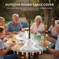 thumbnail image 3 of Round Outdoor Tablecloth with Umbrella Hole and Zipper, Sage Green Beach Tablecloth with Elastic Waterproof, Farmhouse Coastal Ombre Sea Waves Art Patio Table Covers for 45" - 54" Picnic Pool Tables, 3 of 9