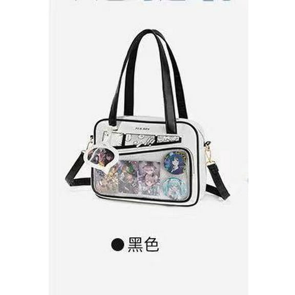 StyleSack Japanese Kawaii Ita Crossbody Bag - Clear Polyester Messenger Purse, Small Tote with Adjustable Strap & Cute Pendant