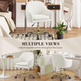 thumbnail image 4 of Silla de tocador BestEra ajustable de terciopelo beige para oficina, 4 of 8