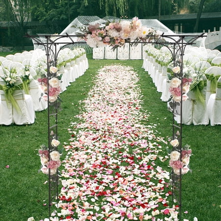 Seizeen Garden Wedding Arch, Metal Trellis for Climbing Plants Outdoor, Iron Craft Arbors and Arches Freestanding for Party Gardening Decor, 85’’H Flat Top
