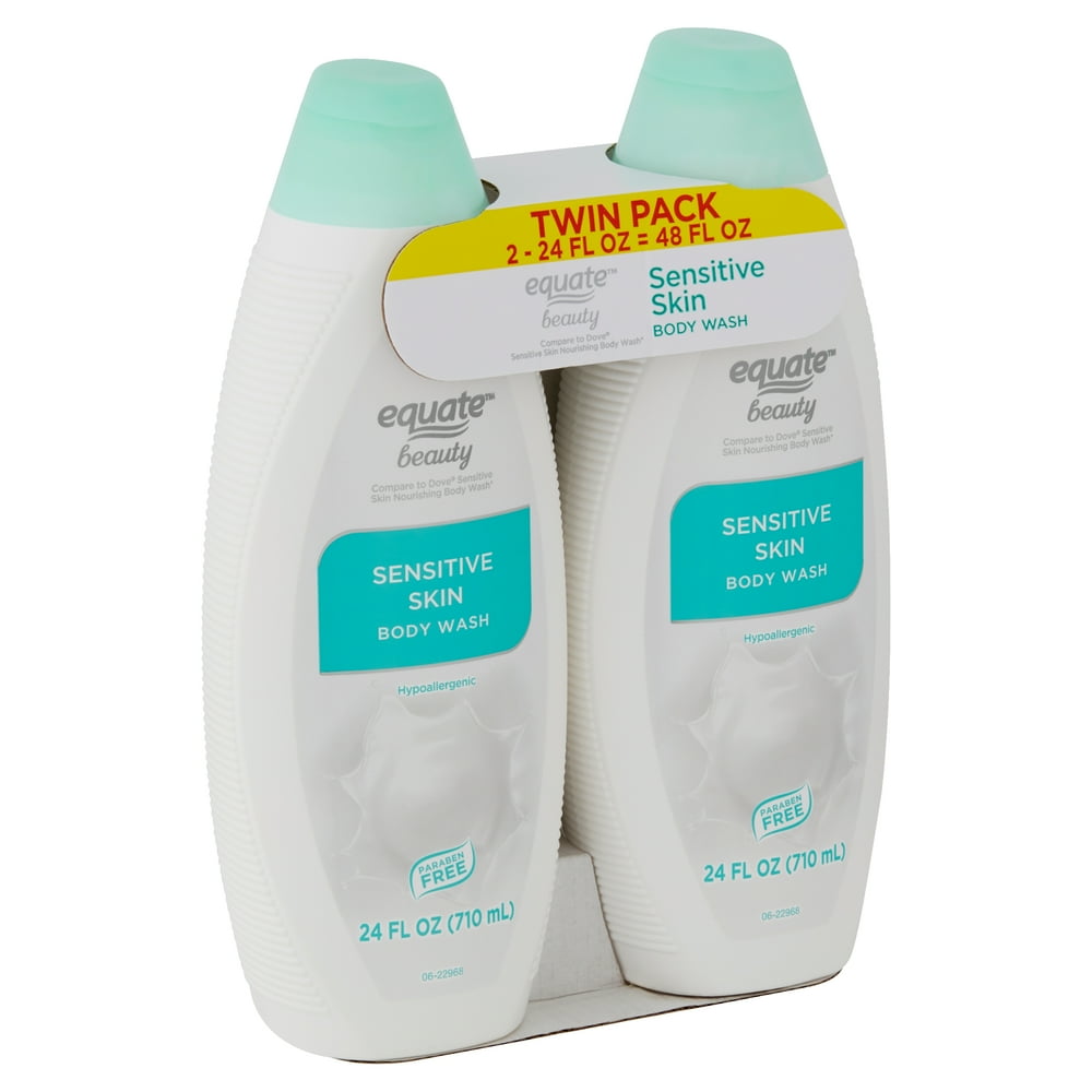 Equate Beauty Sensitive Skin Body Wash, Twin Pack, 48 fl oz, 2 Count